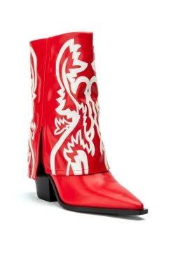 AZALEA WANG ESPERANZA WESTERN BOOTIE IN RED -Azalea Wang store azalea wang esperanza western bootie in red red 3 3