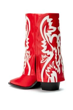 AZALEA WANG ESPERANZA WESTERN BOOTIE IN RED -Azalea Wang store azalea wang esperanza western bootie in red red 4 4