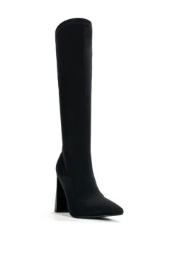 AZALEA WANG ESTATE NEOPRENE KNEE HIGH BOOT IN BLACK -Azalea Wang store azalea wang estate neoprene knee high boot in black black 3 3