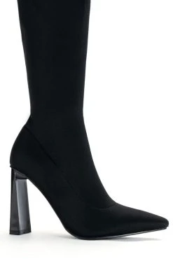 AZALEA WANG ESTATE NEOPRENE KNEE HIGH BOOT IN BLACK -Azalea Wang store azalea wang estate neoprene knee high boot in black black 5 5