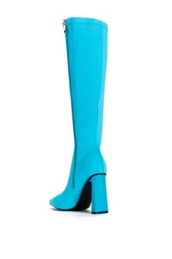 AZALEA WANG ESTATE NEOPRENE KNEE HIGH BOOT IN BLUE -Azalea Wang store azalea wang estate neoprene knee high boot in blue blue 4 4