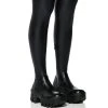 AZALEA WANG FAVORED PU THIGH HIGH BOOT WITH 4 WAY STRETCH IN BLACK -Azalea Wang store azalea wang favored stretch pu thigh high boot in black black 1 1