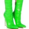 AZALEA WANG FAYE CROC BOOTIE IN GREEN -Azalea Wang store azalea wang faye croc bootie in green green 1 1