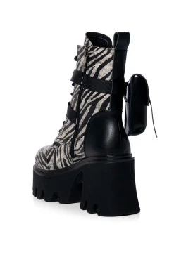 AZALEA WANG FOLLOW CHUNKY COMBAT BOOTIE IN ZEBRA -Azalea Wang store azalea wang follow chunky combat bootie in zebra zebra 4 4