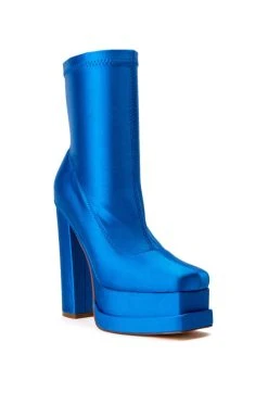 AZALEA WANG FORMAT CHUNKY PLATFORM BOOTIE IN BLUE -Azalea Wang store azalea wang format chunky platform bootie in blue blue 3 3