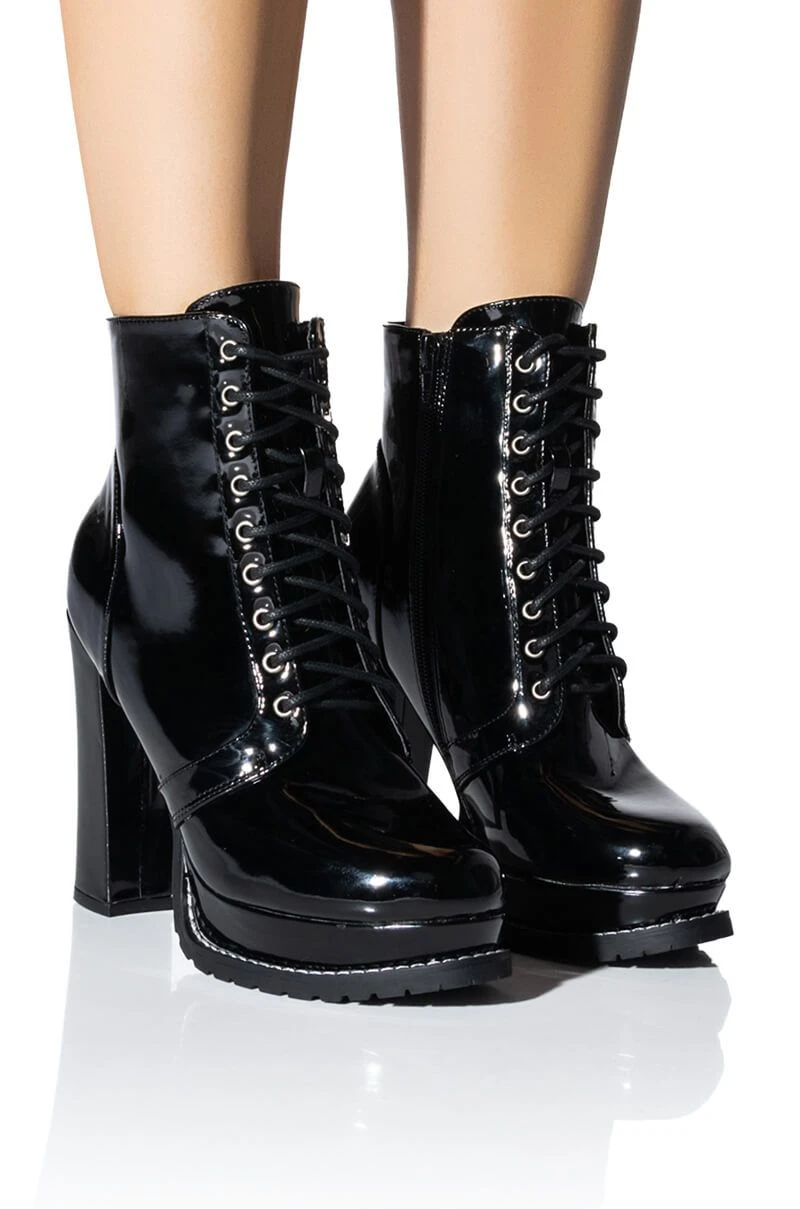 AZALEA WANG FREDDIE CHUNKY LACE UP BOOTIE IN BLACK 3 AZALEA WANG FREDDIE CHUNKY LACE UP BOOTIE IN BLACK