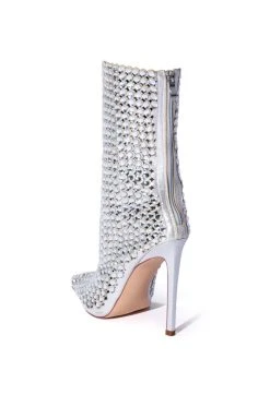 AZALEA WANG FULL OF LOVE RHINESTONE EMBELLISHED BOOTIE IN SILVER -Azalea Wang store azalea wang full of love rhinestone embellished bootie in silver silver 4 4