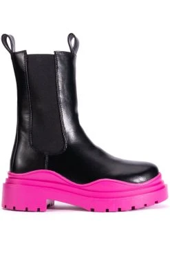 AZALEA WANG GHOSTED FLATFORM CHELSEA BOOT IN FUCHSIA -Azalea Wang store azalea wang ghosted flatform chelsea boot in fuchsia fuchsia 2 2 c1 c1
