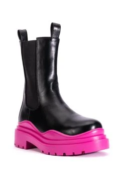 AZALEA WANG GHOSTED FLATFORM CHELSEA BOOT IN FUCHSIA -Azalea Wang store azalea wang ghosted flatform chelsea boot in fuchsia fuchsia 3 3 c1 c1