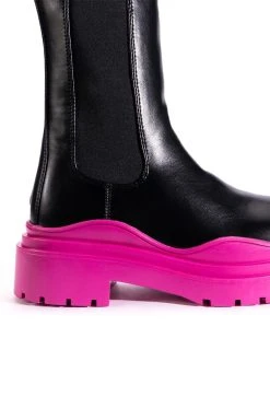 AZALEA WANG GHOSTED FLATFORM CHELSEA BOOT IN FUCHSIA -Azalea Wang store azalea wang ghosted flatform chelsea boot in fuchsia fuchsia 5 5 c1 c1