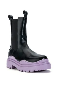 AZALEA WANG GHOSTED FLATFORM CHELSEA BOOT IN PURPLE -Azalea Wang store azalea wang ghosted flatform chelsea boot in purple purple 3 3