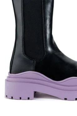 AZALEA WANG GHOSTED FLATFORM CHELSEA BOOT IN PURPLE -Azalea Wang store azalea wang ghosted flatform chelsea boot in purple purple 5 5