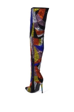 AZALEA WANG GLAMOROUS EMBELLISHED STILETTO BOOT -Azalea Wang store azalea wang glamorous embellished stiletto boot multi 4 4