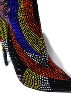 AZALEA WANG GLAMOROUS EMBELLISHED STILETTO BOOT -Azalea Wang store azalea wang glamorous embellished stiletto boot multi 5 5