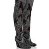 AZALEA WANG GO WITH THE FLOW WESTERN THIGH HIGH CHUNKY HEEL BOOT -Azalea Wang store azalea wang go with the flow western thigh high chunky heel boot black 1 1