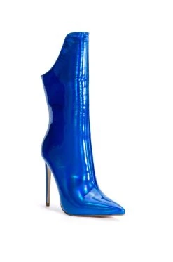 AZALEA WANG HALO HOLOGRAPHIC STILETTO BOOTIE IN BLUE -Azalea Wang store azalea wang halo holographic stiletto bootie in blue blue 3 3