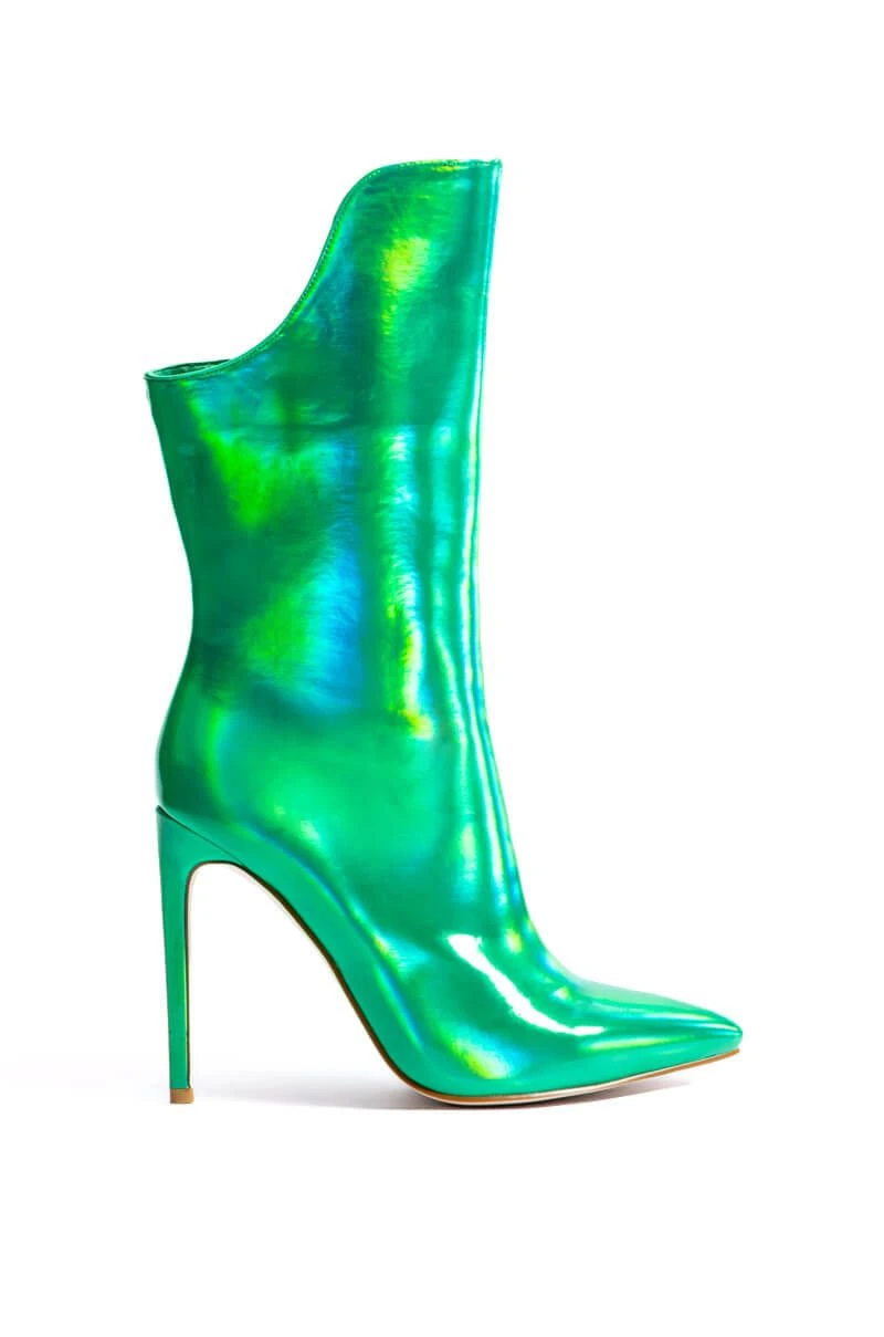 AZALEA WANG HALO HOLOGRAPHIC STILETTO BOOTIE IN GREEN 4 AZALEA WANG HALO HOLOGRAPHIC STILETTO BOOTIE IN GREEN - Image 2