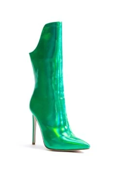 AZALEA WANG HALO HOLOGRAPHIC STILETTO BOOTIE IN GREEN 9 AZALEA WANG HALO HOLOGRAPHIC STILETTO BOOTIE IN GREEN -Azalea Wang store azalea wang halo holographic stiletto bootie in green green 3 3 c1