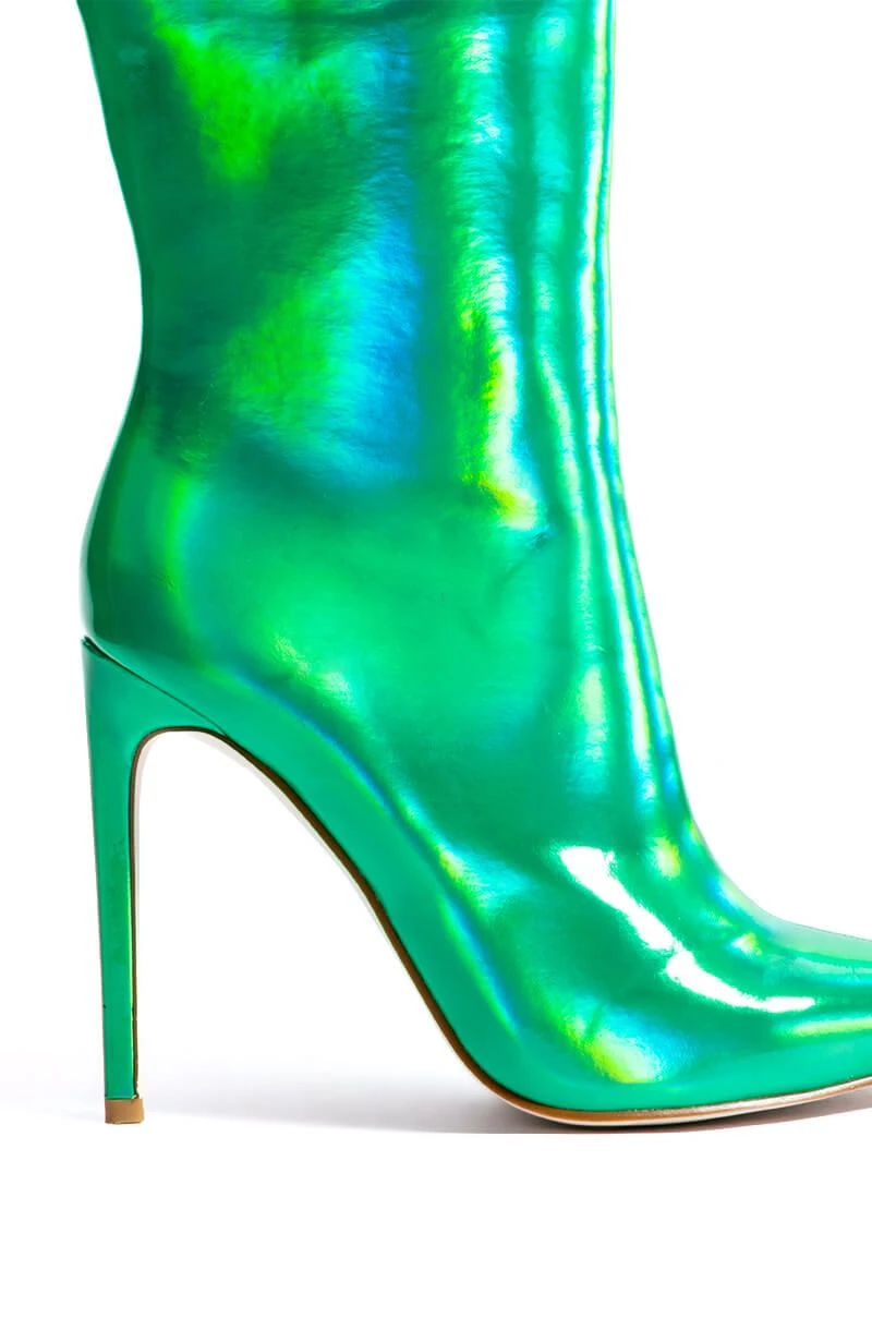 AZALEA WANG HALO HOLOGRAPHIC STILETTO BOOTIE IN GREEN 7 AZALEA WANG HALO HOLOGRAPHIC STILETTO BOOTIE IN GREEN - Image 5
