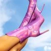 AZALEA WANG HALO HOLOGRAPHIC STILETTO BOOTIE IN PURPLE -Azalea Wang store azalea wang halo sexy bootie in purple purple 1 1