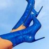 AZALEA WANG HALO HOLOGRAPHIC STILETTO BOOTIE IN BLUE -Azalea Wang store azalea wang halo sexy stiletto bootie in blue blue 1 1