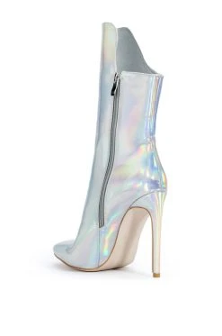 AZALEA WANG HALO SEXY STILETTO BOOTIE IN SILVER -Azalea Wang store azalea wang halo sexy stiletto bootie in silver silver 4 4