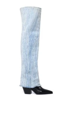 AZALEA WANG HEARD ABOUT YOU DENIM FOLD OVER BOOT -Azalea Wang store azalea wang heard about you denim fold over boot denim 2 2