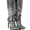 AZALEA WANG HEIDEMARIE WESTERN RHINESTONE STILETTO BOOT IN SILVER -Azalea Wang store azalea wang heidemarie western rhinestone stiletto boot in silver silver 1 1