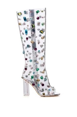AZALEA WANG HEIDI EMBELLISHED PVC BOOT IN MULTI -Azalea Wang store azalea wang heidi embellished pvc boot in multi multi 2 2 c1