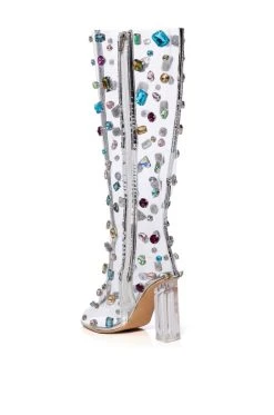 AZALEA WANG HEIDI EMBELLISHED PVC BOOT IN MULTI -Azalea Wang store azalea wang heidi embellished pvc boot in multi multi 4 4 c1