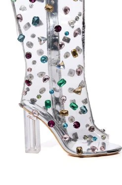 AZALEA WANG HEIDI EMBELLISHED PVC BOOT IN MULTI -Azalea Wang store azalea wang heidi embellished pvc boot in multi multi 5 5 c1