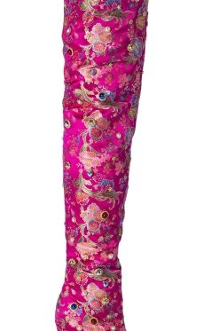 AZALEA WANG HER MAJESTY EMBELLISHED ABOVE THE KNEE BOOT IN PINK -Azalea Wang store azalea wang her majesty embellished above the knee boot in pink pink 5 5