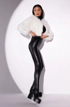 AZALEA WANG I'M A STAR CHUNKY HEEL PANT BOOT IN BLACK PU -Azalea Wang store azalea wang im a star chunky heel pant boot in black pu black pu 9 9