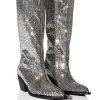AZALEA WANG INGRID BLINGED OUT RHINESTONE WESTERN BOOT IN SILVER -Azalea Wang store azalea wang ingrid blinged out rhinestone western boot in silver silver 1 1