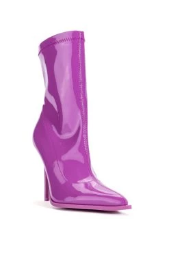 AZALEA WANG ISABELLA PATENT BOOTIE IN PURPLE -Azalea Wang store azalea wang isabella patent bootie in purple purple 3 3