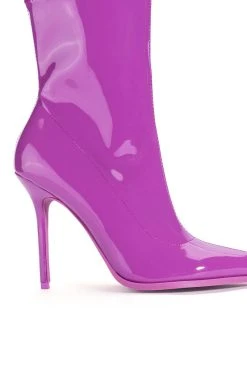 AZALEA WANG ISABELLA PATENT BOOTIE IN PURPLE -Azalea Wang store azalea wang isabella patent bootie in purple purple 5 5