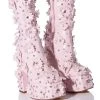 AZALEA WANG ISNT SHE LOVELY FLORAL RHINESTONE CHUNKY HEEL BOOTIE IN PINK