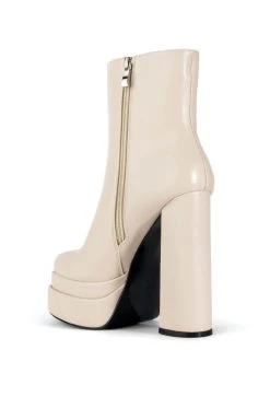AZALEA WANG IT'S YOURS SMOOTH VEGAN LEATHER CHUNKY BOOTIE IN BONE -Azalea Wang store azalea wang its yours smooth vegan leather chunky bootie in bone bone 4 4