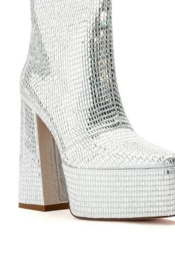 AZALEA WANG JAYDA CHUNKY BOOT IN SILVER -Azalea Wang store azalea wang jayda chunky boot in silver silver 5 5