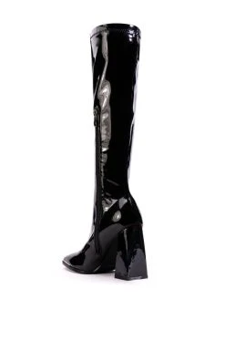 AZALEA WANG JAZZY PATENT KNEE HIGH BOOT IN BLACK -Azalea Wang store azalea wang jazzy patent knee high boot in black black 4 4