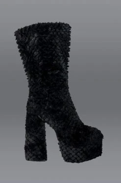AZALEA WANG JERUSHA FUR CHUNKY BOOT IN BLACK -Azalea Wang store azalea wang jerusha fur chunky boot in black black 1 1 c1