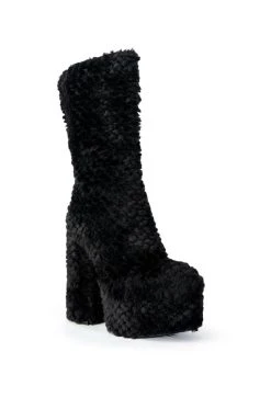 AZALEA WANG JERUSHA FUR CHUNKY BOOT IN BLACK -Azalea Wang store azalea wang jerusha fur chunky boot in black black 3 3