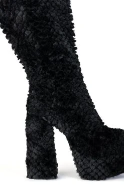 AZALEA WANG JERUSHA FUR CHUNKY BOOT IN BLACK -Azalea Wang store azalea wang jerusha fur chunky boot in black black 5 5