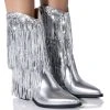 AZALEA WANG JOYFUL RING WESTERN BOOTIE IN SILVER -Azalea Wang store azalea wang joyful ring western bootie in silver silver 1 1