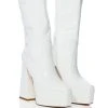 AZALEA WANG KACEY CHUNKY PATENT WESTERN BOOT IN WHITE -Azalea Wang store azalea wang kacey chunky patent western boot in white white 1 1