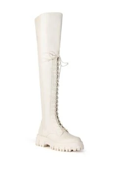 AZALEA WANG KANE OVER THE KNEE FLATFORM BOOT IN BONE -Azalea Wang store azalea wang kane over the knee flatform boot in bone bone 3 3