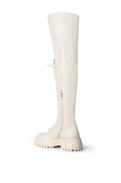AZALEA WANG KANE OVER THE KNEE FLATFORM BOOT IN BONE -Azalea Wang store azalea wang kane over the knee flatform boot in bone bone 4 4