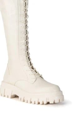AZALEA WANG KANE OVER THE KNEE FLATFORM BOOT IN BONE -Azalea Wang store azalea wang kane over the knee flatform boot in bone bone 5 5