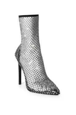 AZALEA WANG KATE BLING MESH BOOTIE IN BLACK -Azalea Wang store azalea wang kate bling mesh bootie in black black 3 3