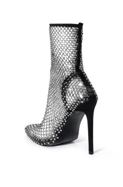 AZALEA WANG KATE BLING MESH BOOTIE IN BLACK -Azalea Wang store azalea wang kate bling mesh bootie in black black 4 4